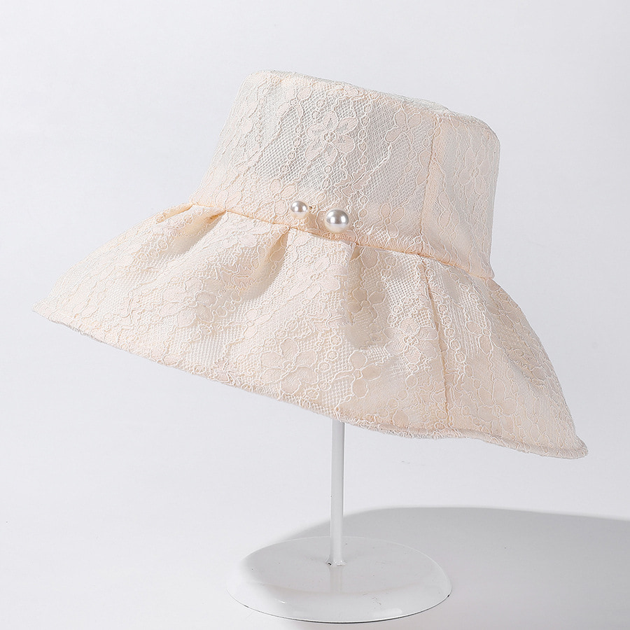 BK00036 Lace Pearl Summer Naisten Bucket Hat