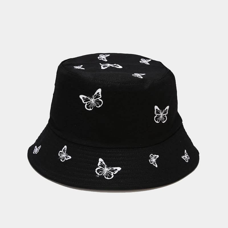 BK00052 Butterfly Brodeerattu Kaksipuolinen Bucket Hat