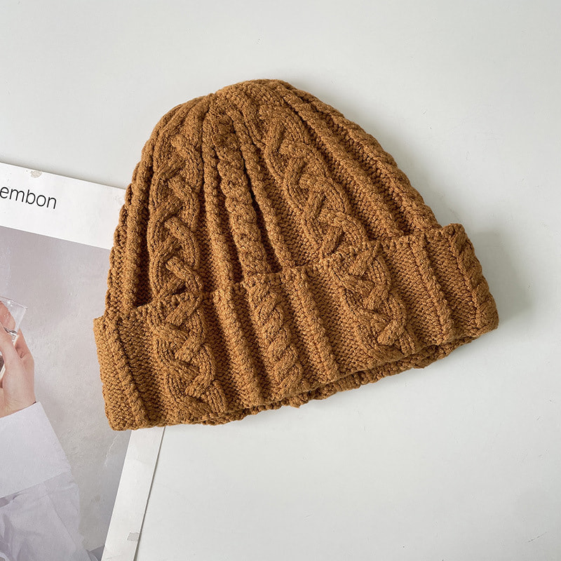 H00073 Retro Twist Pattern -perus aikuisten neulottu hattu