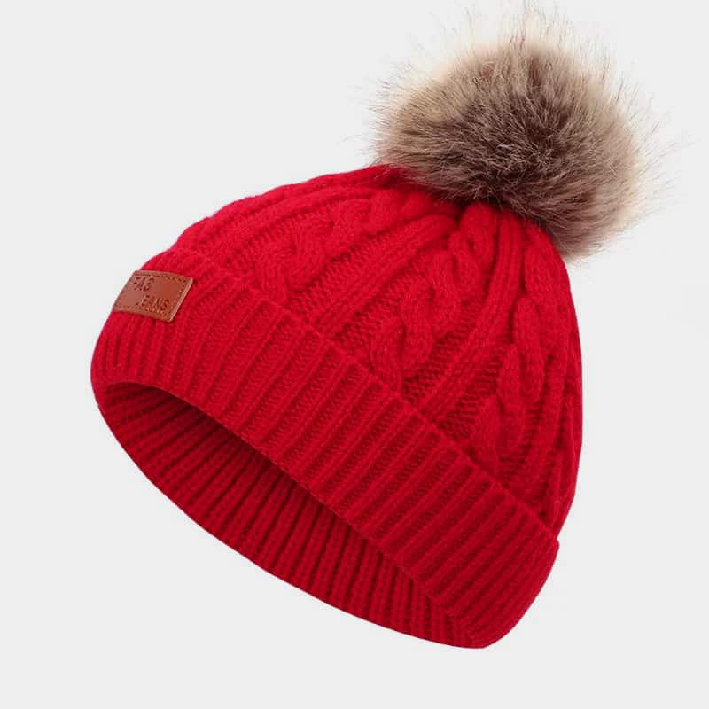 H00077 Nahkamerkki Fake Hairball Kid's Twist -neulottu hattu