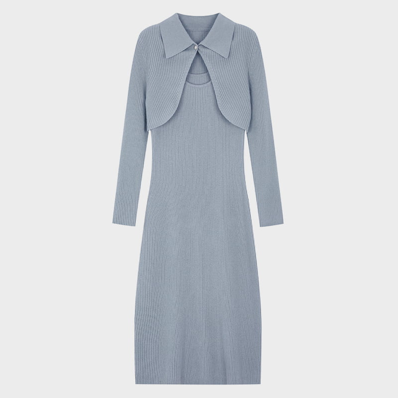 ML2206 tasavallan kiinalaistyylinen neulottu puku riimu neulemekko, kaksi sarjaa
