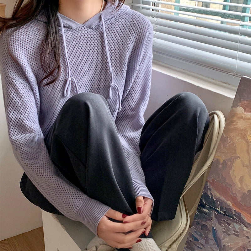 SM-K0018 keväällä ontto hupullinen neule Naisten neulepusero SM-K0018 keväällä ontto hupullinen neule Naisten neulepusero