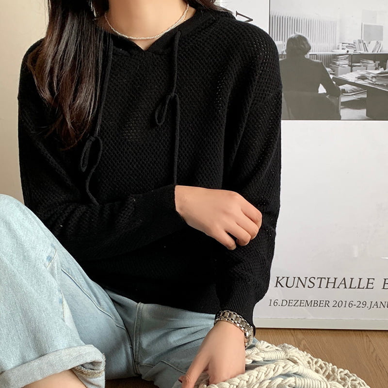 SM-K0018 keväällä ontto hupullinen neule Naisten neulepusero SM-K0018 keväällä ontto hupullinen neule Naisten neulepusero