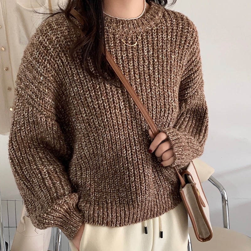 SM-K0028 Spring Lazy Crew Neck värikäs pehmeä vahamainen pitkähihainen neulepusero SM-K0028 Spring Lazy Crew Neck värikäs pehmeä vahamainen pitkähihainen neulepusero