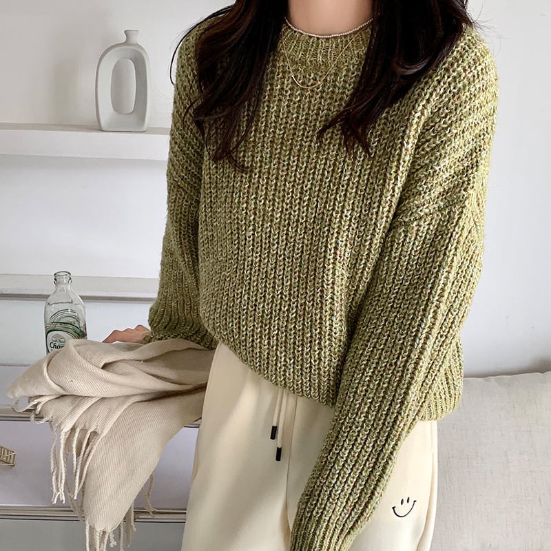 SM-K0028 Spring Lazy Crew Neck värikäs pehmeä vahamainen pitkähihainen neulepusero SM-K0028 Spring Lazy Crew Neck värikäs pehmeä vahamainen pitkähihainen neulepusero