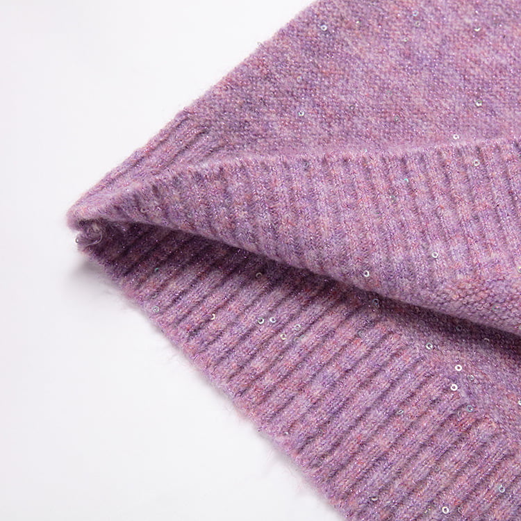 SM-K0040 V-kaula-aukko, leikattu paljetetulla mohair-neulepusero Super Fairy -leikkaushihat SM-K0040 V-kaula-aukko, leikattu paljetetulla mohair-neulepusero Super Fairy -leikkaushihat