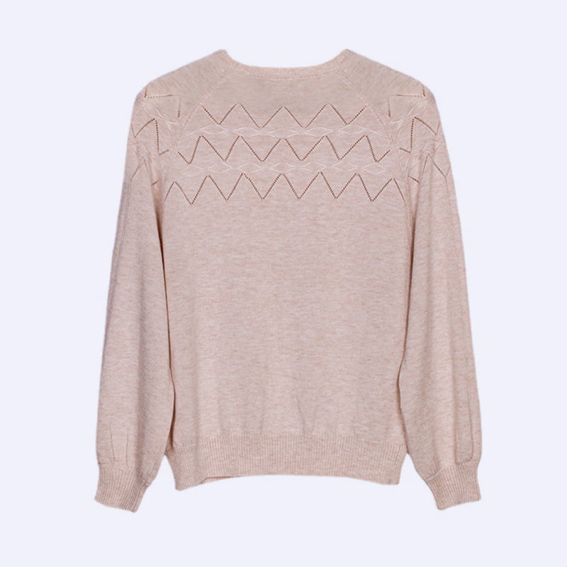 SM-K0042 Löysä pitkähihainen neulepusero Ohut aaltoileva ontto neulottu pohjapaita SM-K0042 Löysä pitkähihainen neulepusero Ohut aaltoileva ontto neulottu pohjapaita