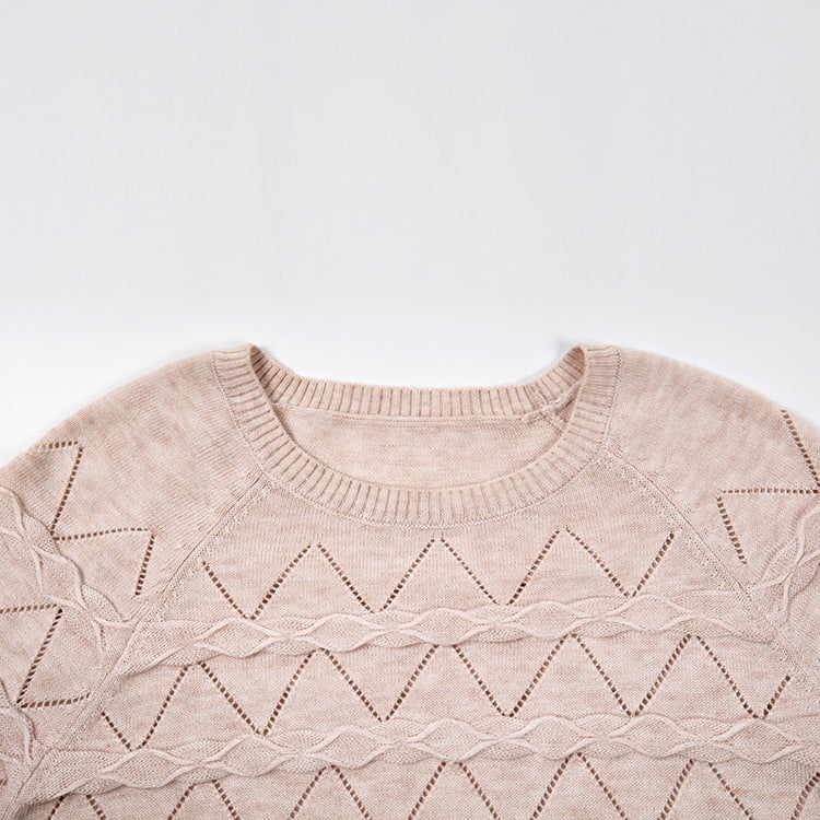 SM-K0042 Löysä pitkähihainen neulepusero Ohut aaltoileva ontto neulottu pohjapaita SM-K0042 Löysä pitkähihainen neulepusero Ohut aaltoileva ontto neulottu pohjapaita