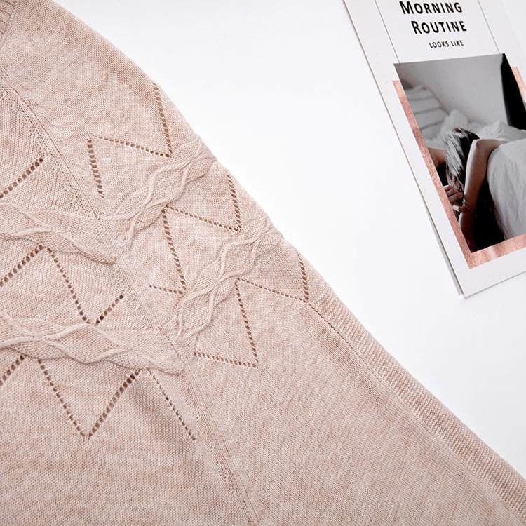 SM-K0042 Löysä pitkähihainen neulepusero Ohut aaltoileva ontto neulottu pohjapaita SM-K0042 Löysä pitkähihainen neulepusero Ohut aaltoileva ontto neulottu pohjapaita