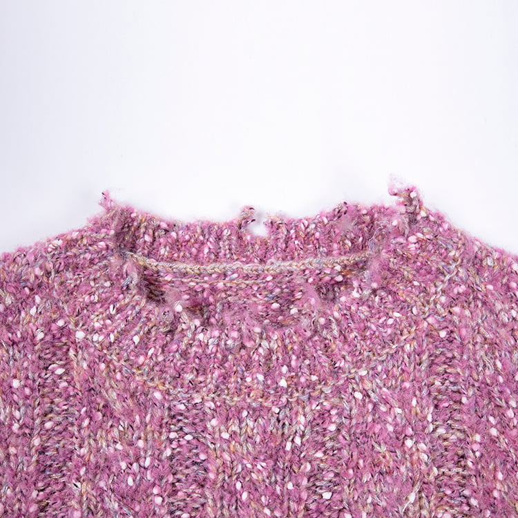 SM-K0037 Kevään ja syksyn pyöreä kaula-aukko Helma Raaka lovea Naisten Neulepusero SM-K0037 Kevään ja syksyn pyöreä kaula-aukko Helma Raaka lovea Naisten Neulepusero