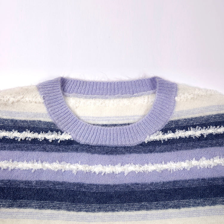 SM-K0047 Raidallinen Gradientti Sweet Patchwork Löysä pyöreä pääntie neulepusero SM-K0047 Raidallinen Gradientti Sweet Patchwork Löysä pyöreä pääntie neulepusero