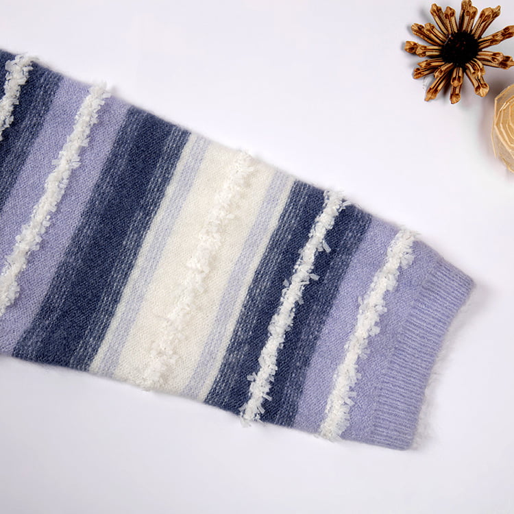 SM-K0047 Raidallinen Gradientti Sweet Patchwork Löysä pyöreä pääntie neulepusero SM-K0047 Raidallinen Gradientti Sweet Patchwork Löysä pyöreä pääntie neulepusero