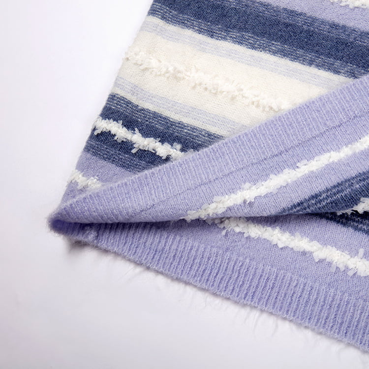 SM-K0047 Raidallinen Gradientti Sweet Patchwork Löysä pyöreä pääntie neulepusero SM-K0047 Raidallinen Gradientti Sweet Patchwork Löysä pyöreä pääntie neulepusero