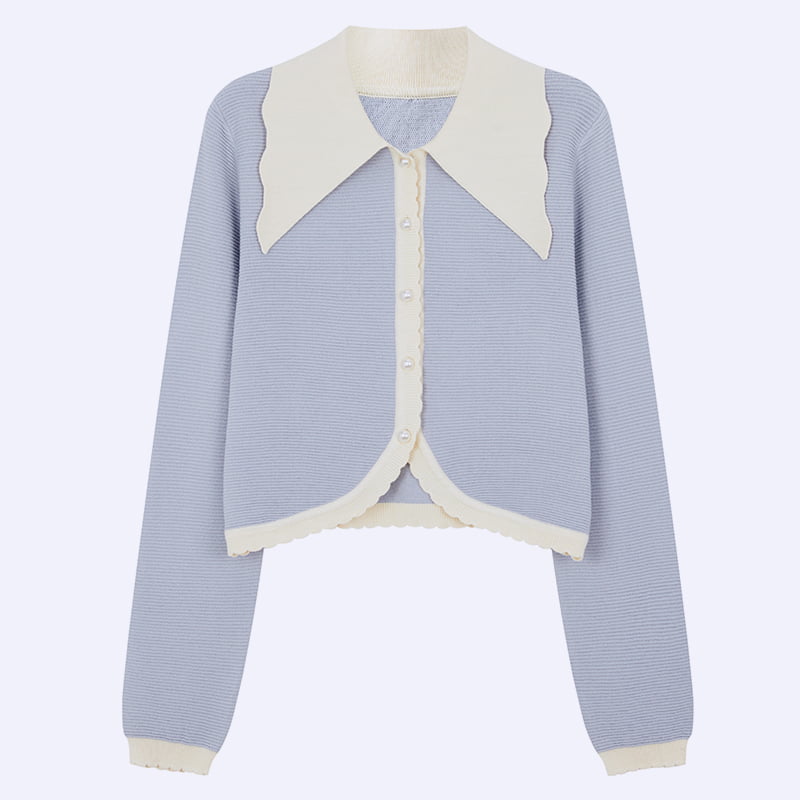 ML2210 ranskalainen nukkekaulus helmisolki ydinkehrätty langasta neulottu neuletakki ML2210 ranskalainen nukkekaulus helmisolki ydinkehrätty langasta neulottu neuletakki