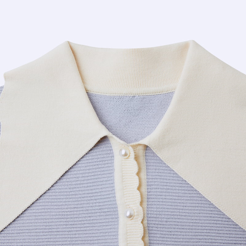 ML2210 ranskalainen nukkekaulus helmisolki ydinkehrätty langasta neulottu neuletakki ML2210 ranskalainen nukkekaulus helmisolki ydinkehrätty langasta neulottu neuletakki