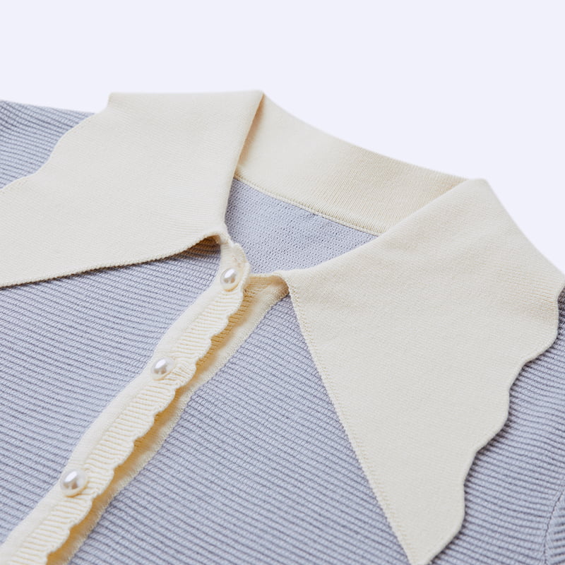 ML2210 ranskalainen nukkekaulus helmisolki ydinkehrätty langasta neulottu neuletakki ML2210 ranskalainen nukkekaulus helmisolki ydinkehrätty langasta neulottu neuletakki