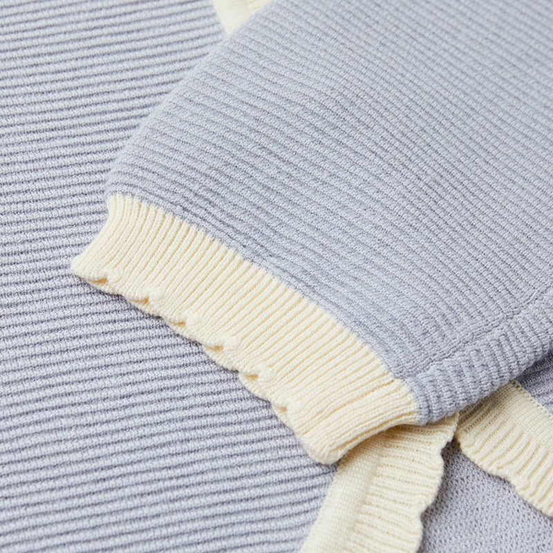 ML2210 ranskalainen nukkekaulus helmisolki ydinkehrätty langasta neulottu neuletakki ML2210 ranskalainen nukkekaulus helmisolki ydinkehrätty langasta neulottu neuletakki