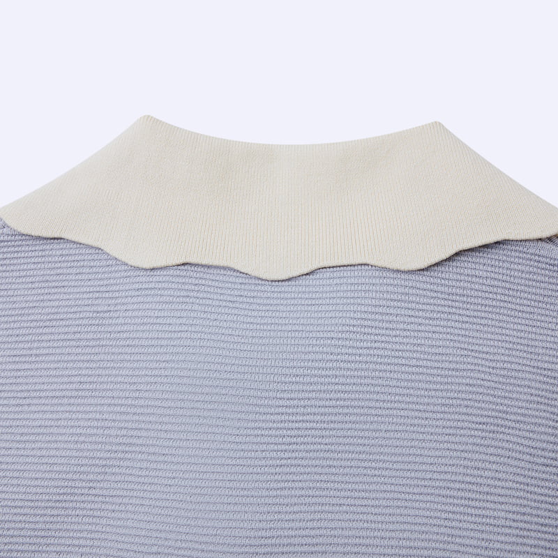 ML2210 ranskalainen nukkekaulus helmisolki ydinkehrätty langasta neulottu neuletakki ML2210 ranskalainen nukkekaulus helmisolki ydinkehrätty langasta neulottu neuletakki