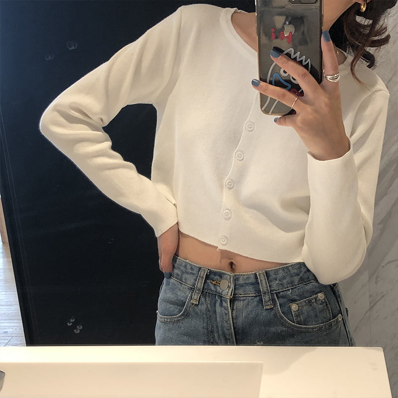 SM-K0016 lyhyt tyylinen pitkähihainen löysä pääntie ohut naisten villapaita neulottu neuletakki SM-K0016 lyhyt tyylinen pitkähihainen löysä pääntie ohut naisten villapaita neulottu neuletakki