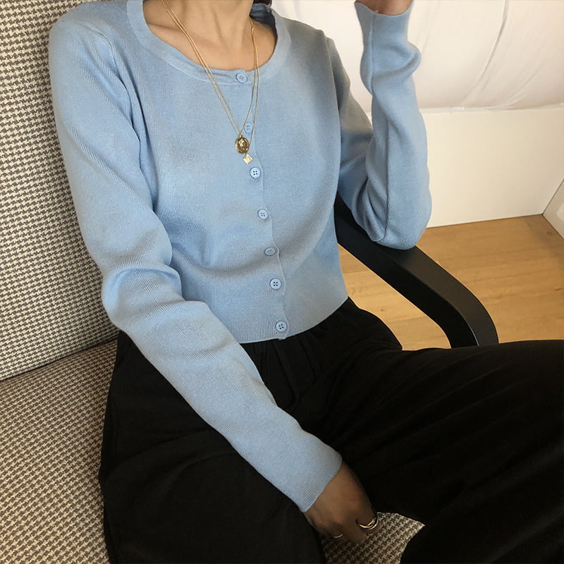 SM-K0016 lyhyt tyylinen pitkähihainen löysä pääntie ohut naisten villapaita neulottu neuletakki SM-K0016 lyhyt tyylinen pitkähihainen löysä pääntie ohut naisten villapaita neulottu neuletakki