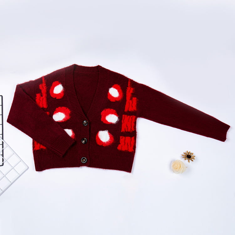 SM-K0030 Syksy/talvi Jacquard täplitetty kontrastivärinen naisten paksunnettu neuletakki SM-K0030 Syksy/talvi Jacquard täplitetty kontrastivärinen naisten paksunnettu neuletakki