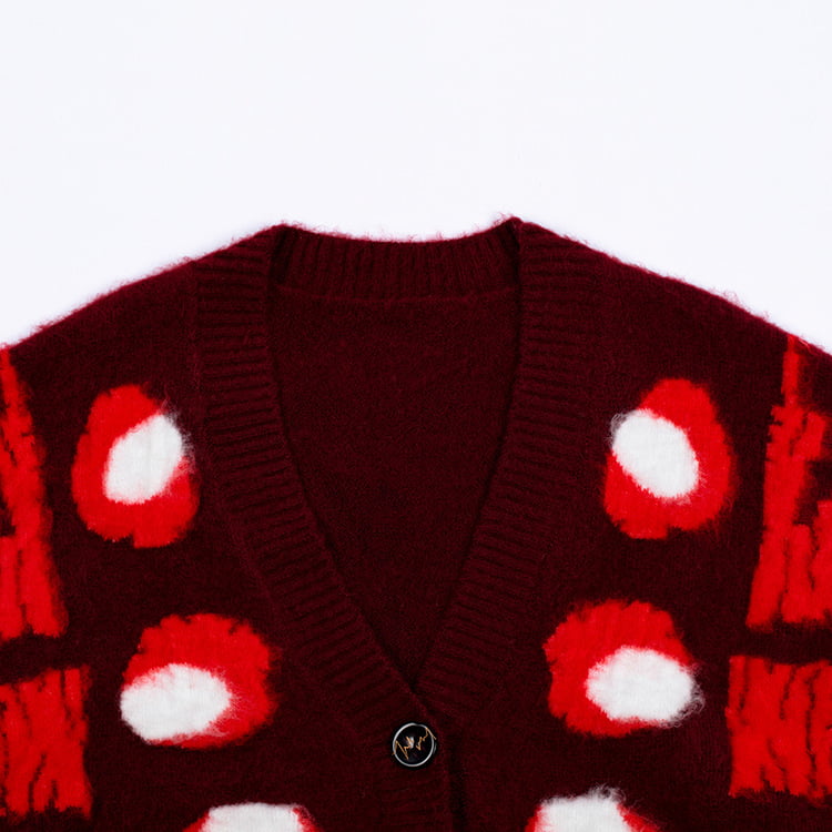 SM-K0030 Syksy/talvi Jacquard täplitetty kontrastivärinen naisten paksunnettu neuletakki SM-K0030 Syksy/talvi Jacquard täplitetty kontrastivärinen naisten paksunnettu neuletakki