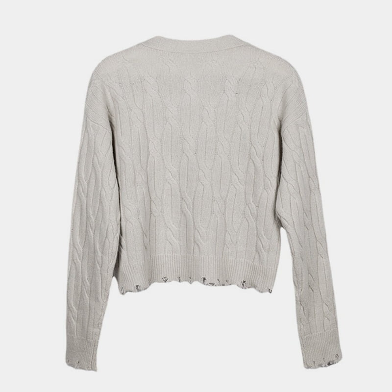 SM-K0013 Syksy/Talvi Kolmiulotteinen Twist villapaita V-pääntiellä neulottu neuletakki SM-K0013 Syksy/Talvi Kolmiulotteinen Twist villapaita V-pääntiellä neulottu neuletakki