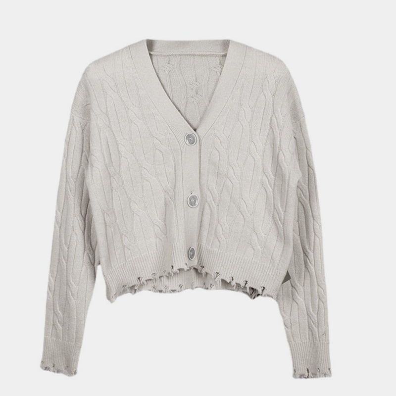 SM-K0013 Syksy/Talvi Kolmiulotteinen Twist villapaita V-pääntiellä neulottu neuletakki SM-K0013 Syksy/Talvi Kolmiulotteinen Twist villapaita V-pääntiellä neulottu neuletakki