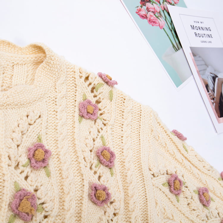 SM-K0008 Loose Retro Manuaalinen koukku pitkähihainen villapaita naisten neuletakki SM-K0008 Loose Retro Manuaalinen koukku pitkähihainen villapaita naisten neuletakki