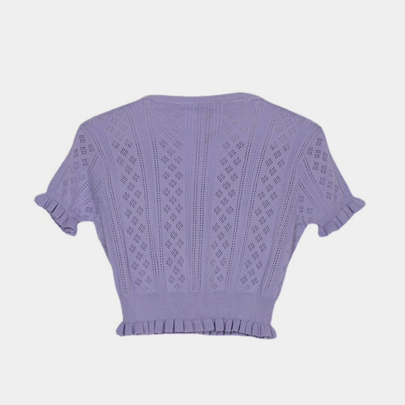 SM-K0015 Kesäinen V-pääntie lyhyt ohut lyhythihainen ontto jääsilkkineuletakki SM-K0015 Kesäinen V-pääntie lyhyt ohut lyhythihainen ontto jääsilkkineuletakki