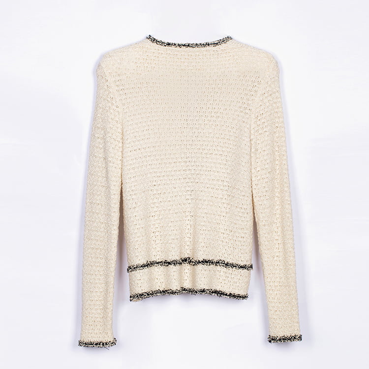 SM-K0049 kontrastivärinen pyöreä pääntie, pieni tuoksuinen hapsuinen neuletakki SM-K0049 kontrastivärinen pyöreä pääntie, pieni tuoksuinen hapsuinen neuletakki