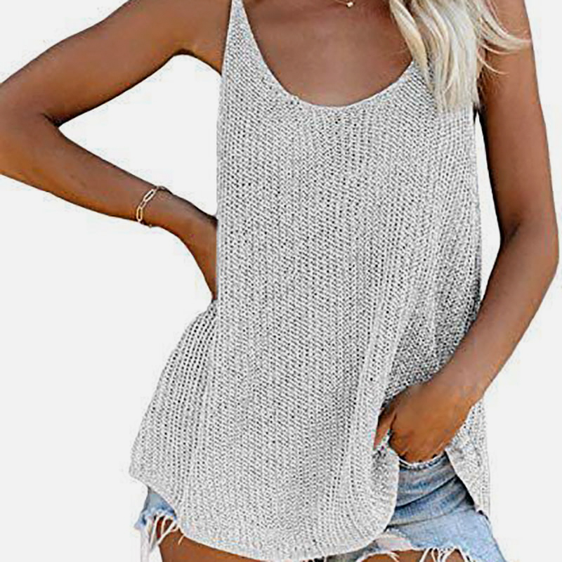 SM-K0065 U-pääntie Ohut ja löysä neulottu liivi