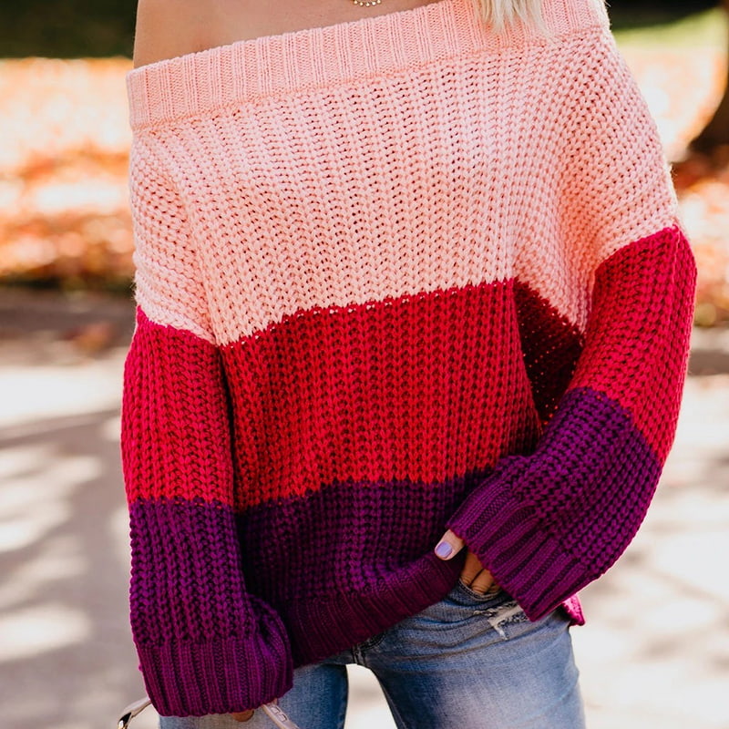 SM-K0080 Pyöreä kaula-aukkoinen pitkähihainen kontrasti tilkkupuuvillaneulepusero SM-K0080 Pyöreä kaula-aukkoinen pitkähihainen kontrasti tilkkupuuvillaneulepusero