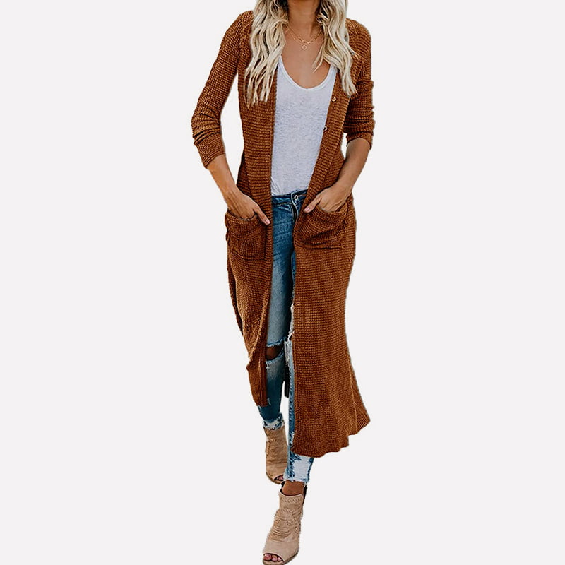 SM-K0074 V-kaula, pitkä kiinteä, taskuilla neulottu neuletakki SM-K0074 V-kaula, pitkä kiinteä, taskuilla neulottu neuletakki