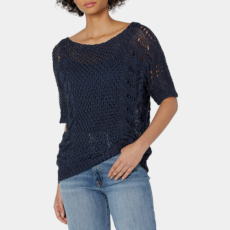 SM-K0060 Pyöreä kaula ontto neulepusero aurinkovoide lyhythihainen SM-K0060 Pyöreä kaula ontto neulepusero aurinkovoide lyhythihainen