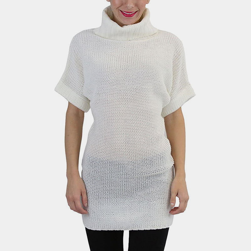 SM-K0067 korkea kaulus, sileä vyötäröpituinen lyhythihainen neulepusero SM-K0067 korkea kaulus, sileä vyötäröpituinen lyhythihainen neulepusero