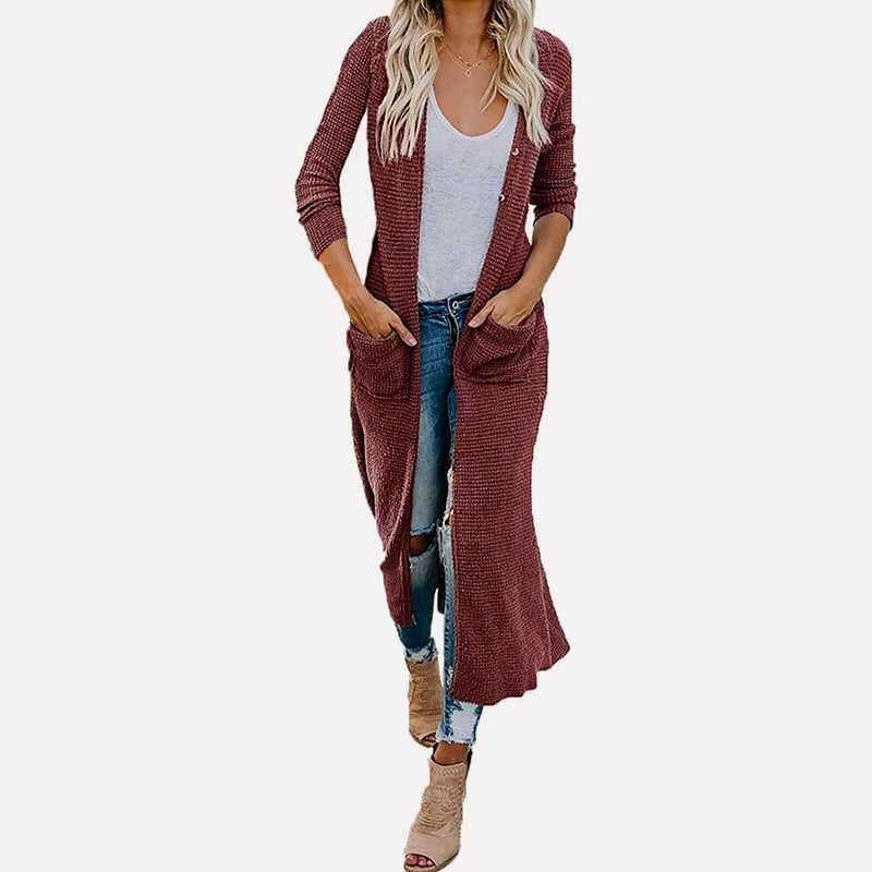 SM-K0074 V-kaula, pitkä kiinteä, taskuilla neulottu neuletakki SM-K0074 V-kaula, pitkä kiinteä, taskuilla neulottu neuletakki