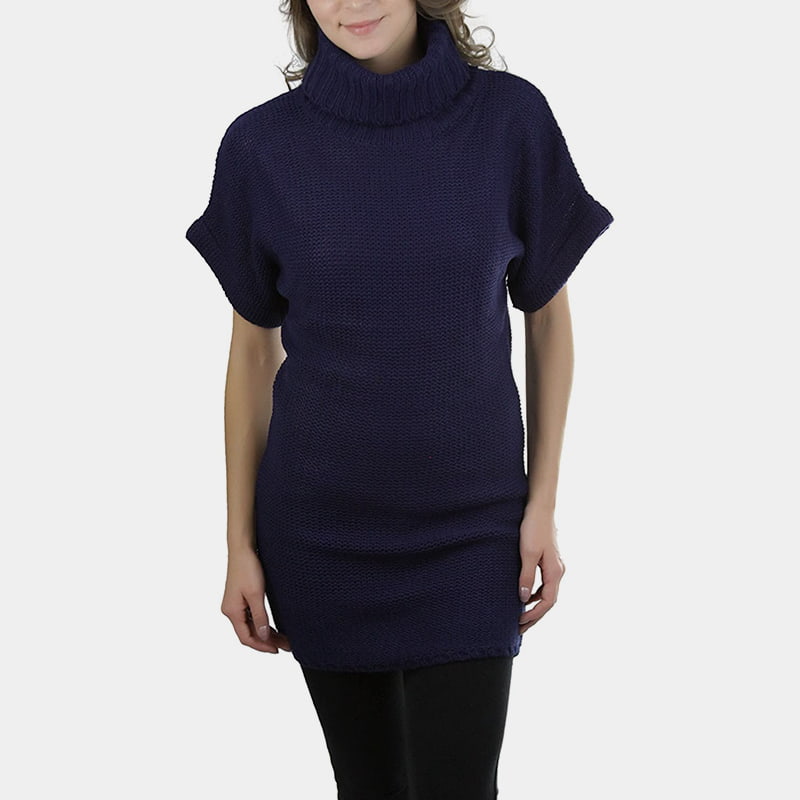 SM-K0067 korkea kaulus, sileä vyötäröpituinen lyhythihainen neulepusero SM-K0067 korkea kaulus, sileä vyötäröpituinen lyhythihainen neulepusero