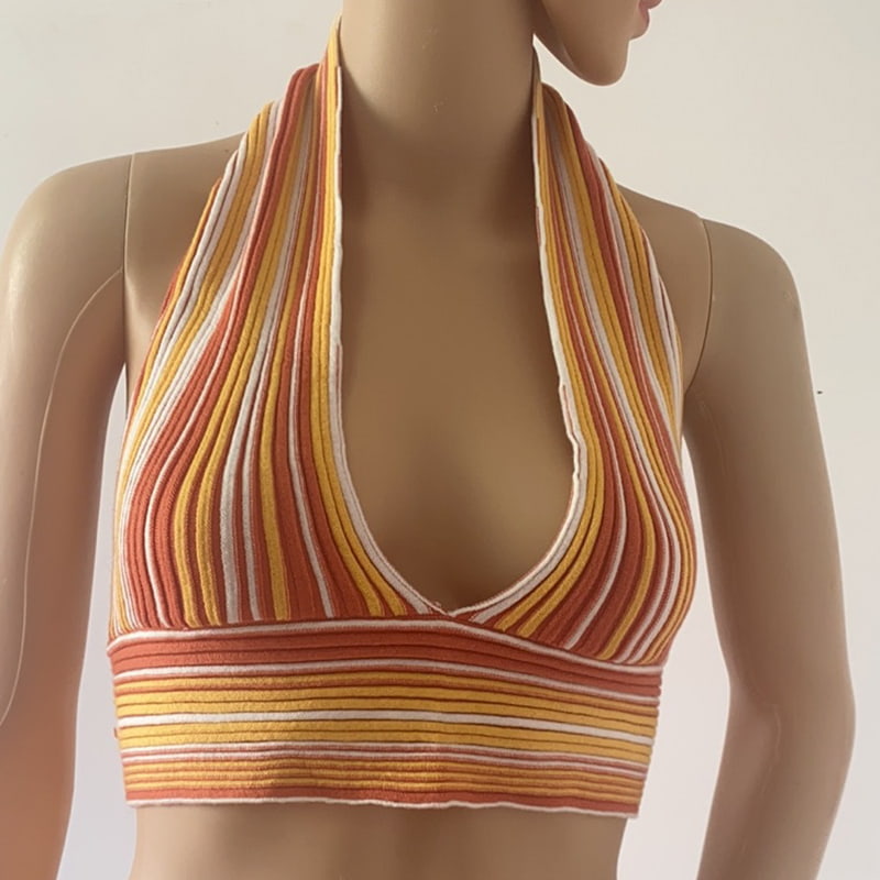 SM-K0107 värillinen raidallinen pääntie neulottu liivi SM-K0107 värillinen raidallinen pääntie neulottu liivi