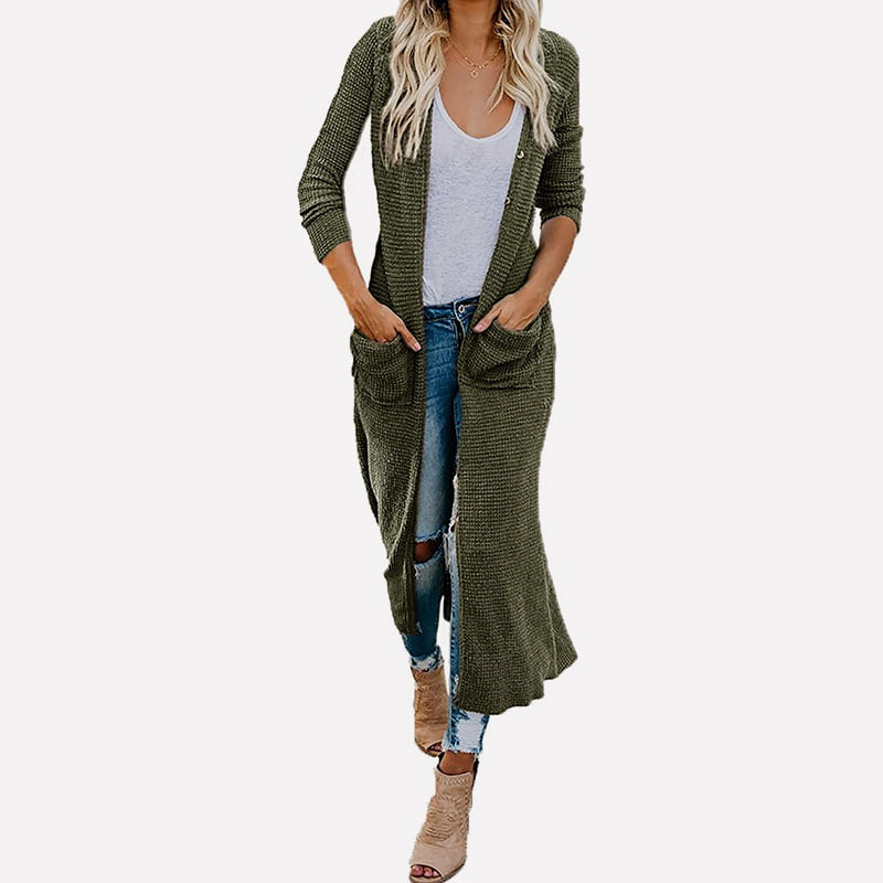 SM-K0074 V-kaula, pitkä kiinteä, taskuilla neulottu neuletakki SM-K0074 V-kaula, pitkä kiinteä, taskuilla neulottu neuletakki