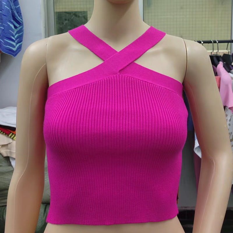 SM-K0106 Ristihihna Ripustettava Kaula Hihaton Neulottu Liivi SM-K0106 Ristihihna Ripustettava Kaula Hihaton Neulottu Liivi