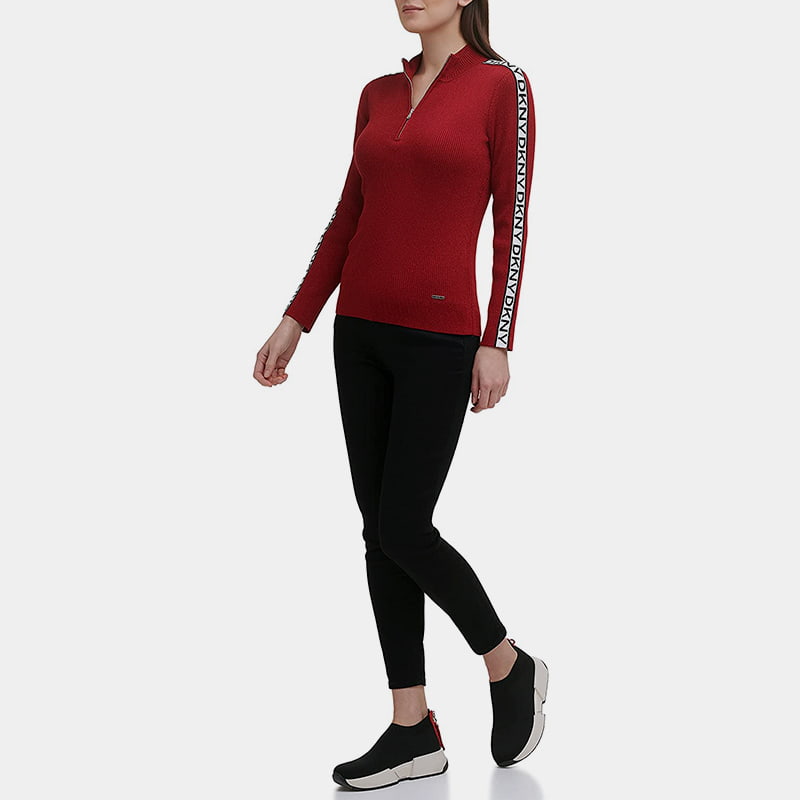 SM-K0056 Vetoketju Pyöreä Kaula Letter Jacquard Pitkähihainen Neulepusero SM-K0056 Vetoketju Pyöreä Kaula Letter Jacquard Pitkähihainen Neulepusero