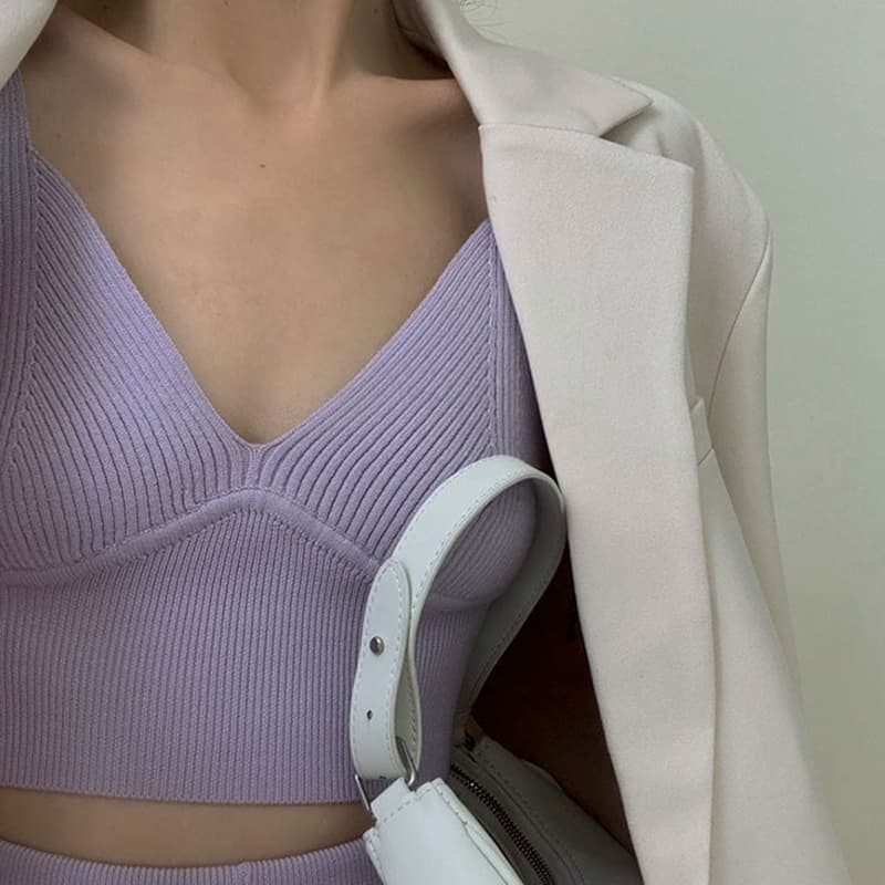 SM-K0112 Pehmeä vahamainen pehmeä seksikäs liivi ja takki +shortsit neulottu puku SM-K0112 Pehmeä vahamainen pehmeä seksikäs liivi ja takki +shortsit neulottu puku